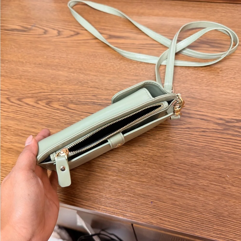 Sage Green Crossbody Phone & Card Holder - Picture 4 of 5